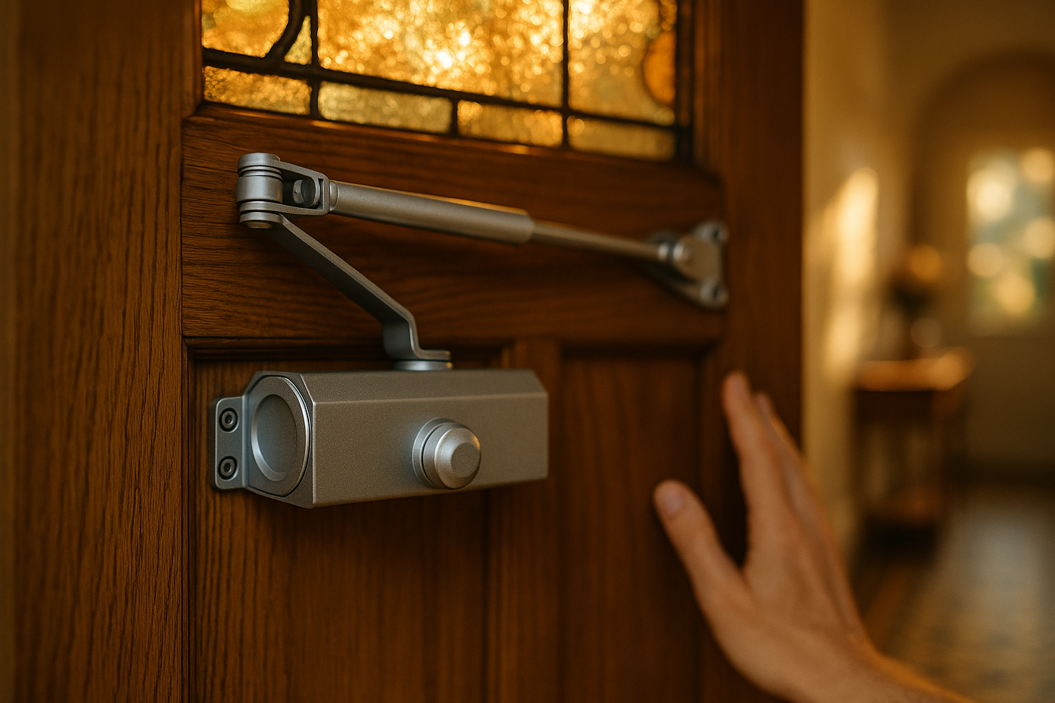 Installatie deurdranger bedrijfspand