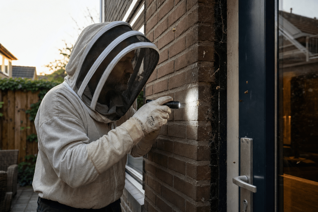 Hoe kun je een wespennest veilig lokaliseren en aanpakken (in spouwmuur, schuur of dakgoot) zonder het risico op steken te&nbsp;vergroten?